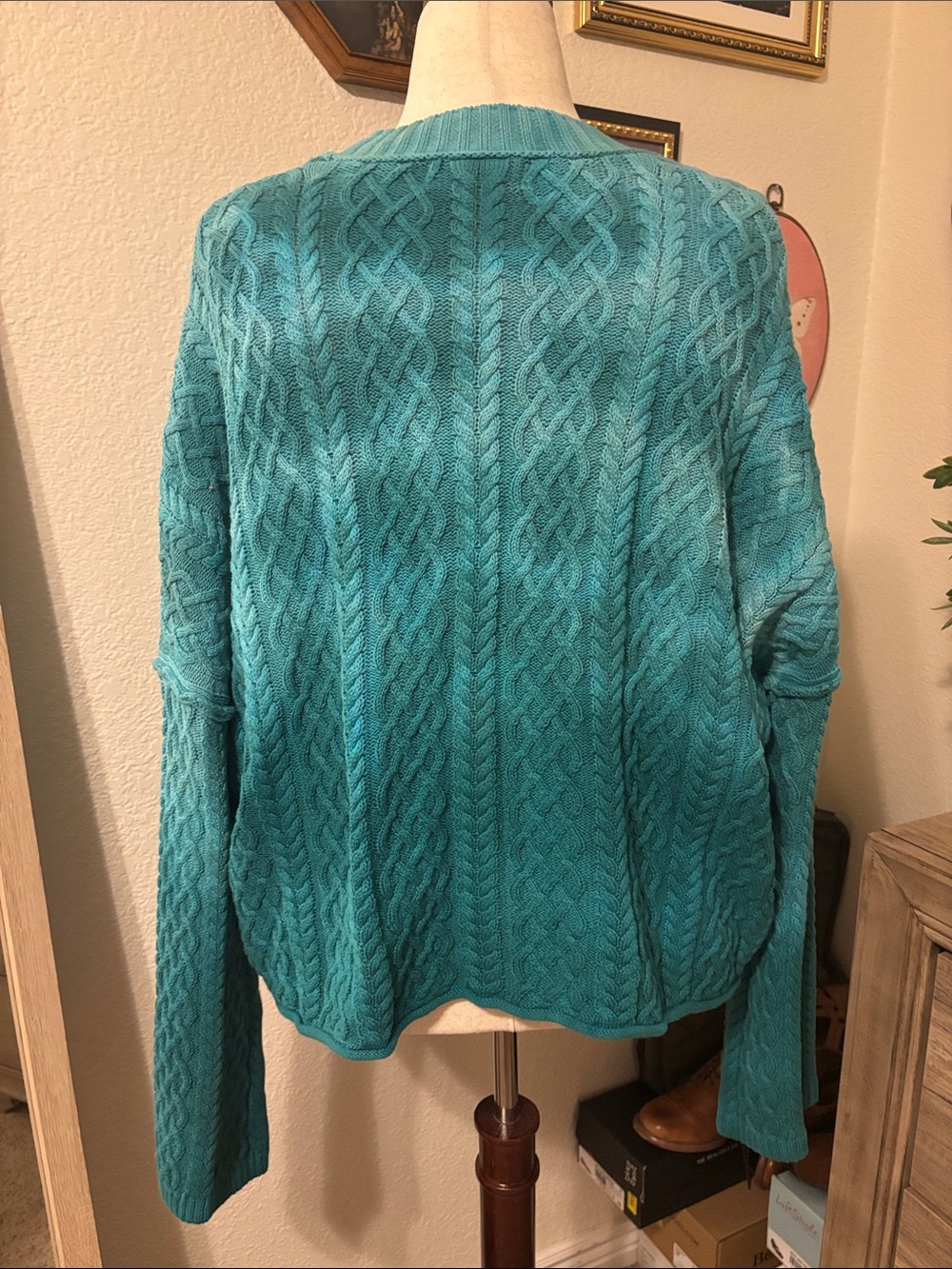 Free People Washed Ashore Cable Lnit Cardigan-Size Medium - Picture 6 of 9